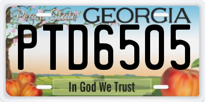 GA license plate PTD6505