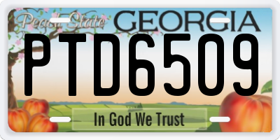 GA license plate PTD6509