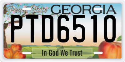 GA license plate PTD6510