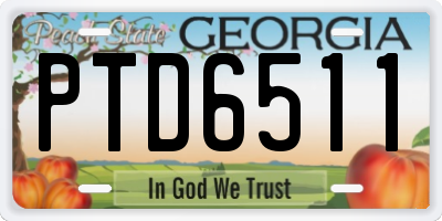 GA license plate PTD6511