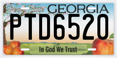 GA license plate PTD6520