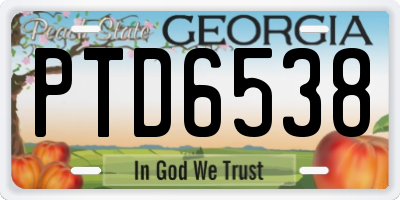 GA license plate PTD6538