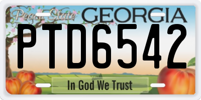 GA license plate PTD6542