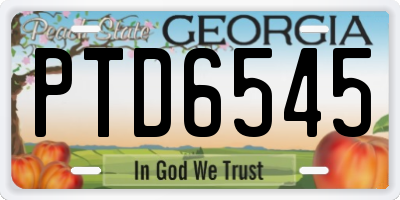 GA license plate PTD6545