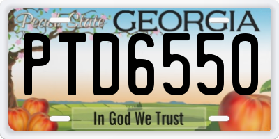 GA license plate PTD6550
