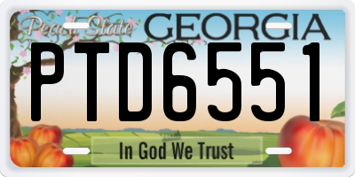 GA license plate PTD6551