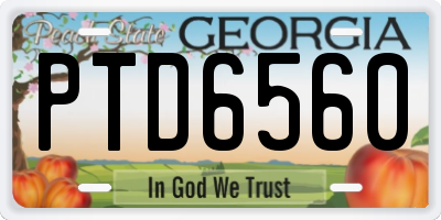 GA license plate PTD6560