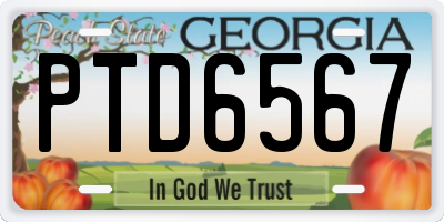 GA license plate PTD6567