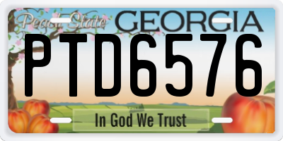 GA license plate PTD6576