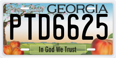 GA license plate PTD6625