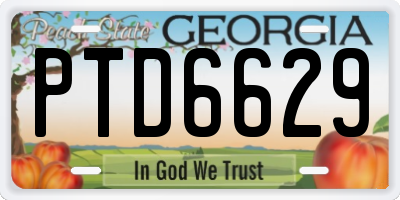 GA license plate PTD6629