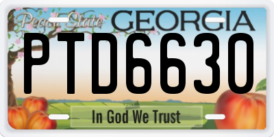 GA license plate PTD6630