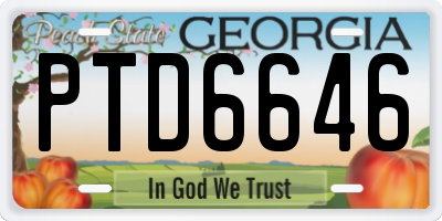 GA license plate PTD6646