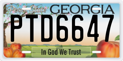 GA license plate PTD6647