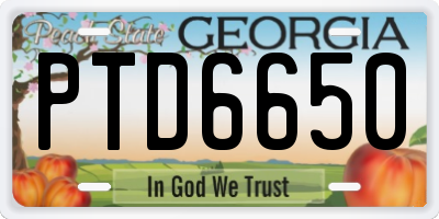 GA license plate PTD6650