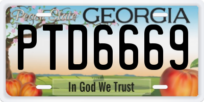 GA license plate PTD6669