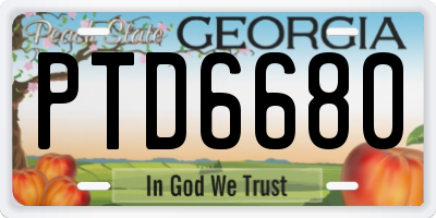 GA license plate PTD6680