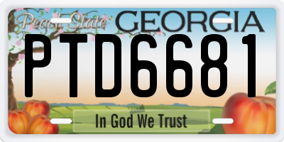 GA license plate PTD6681