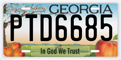 GA license plate PTD6685