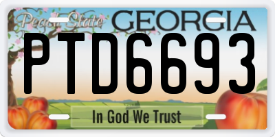 GA license plate PTD6693