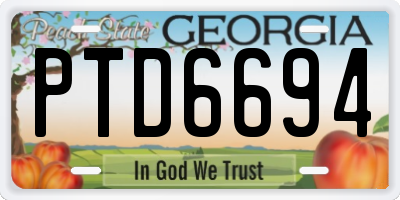 GA license plate PTD6694