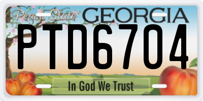 GA license plate PTD6704