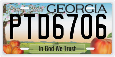 GA license plate PTD6706