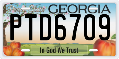 GA license plate PTD6709