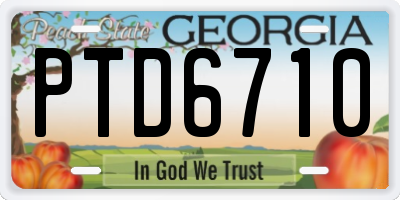 GA license plate PTD6710