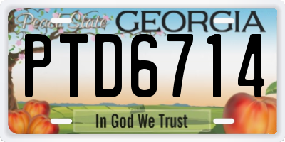 GA license plate PTD6714
