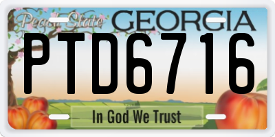 GA license plate PTD6716