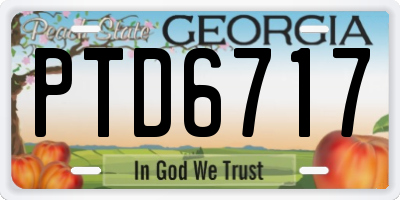 GA license plate PTD6717