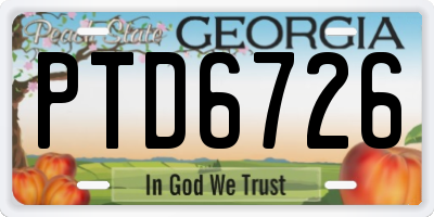 GA license plate PTD6726