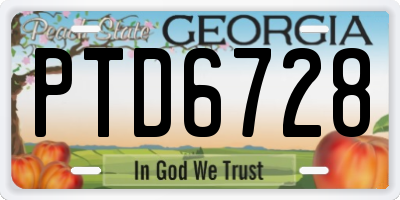 GA license plate PTD6728