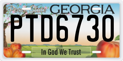 GA license plate PTD6730