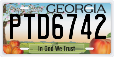 GA license plate PTD6742