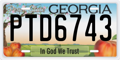 GA license plate PTD6743