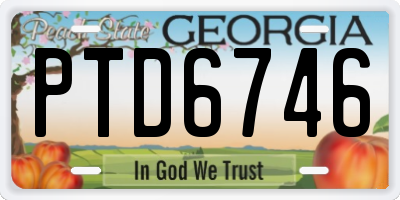 GA license plate PTD6746