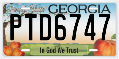 GA license plate PTD6747