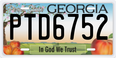 GA license plate PTD6752