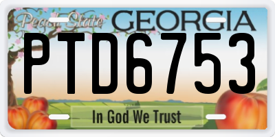 GA license plate PTD6753