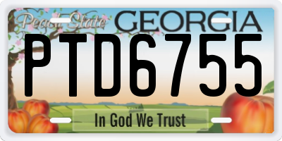 GA license plate PTD6755