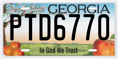 GA license plate PTD6770