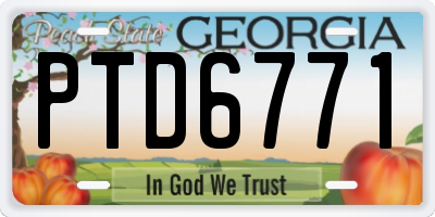 GA license plate PTD6771