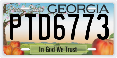 GA license plate PTD6773