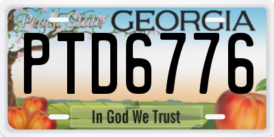 GA license plate PTD6776