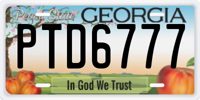 GA license plate PTD6777