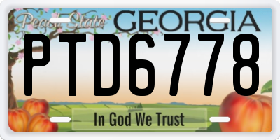 GA license plate PTD6778