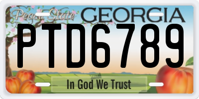 GA license plate PTD6789