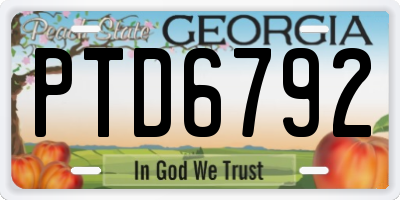GA license plate PTD6792